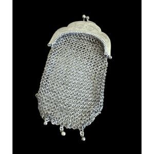 Antique 800 Silver Mesh Chain Small Purse J. Gomolka